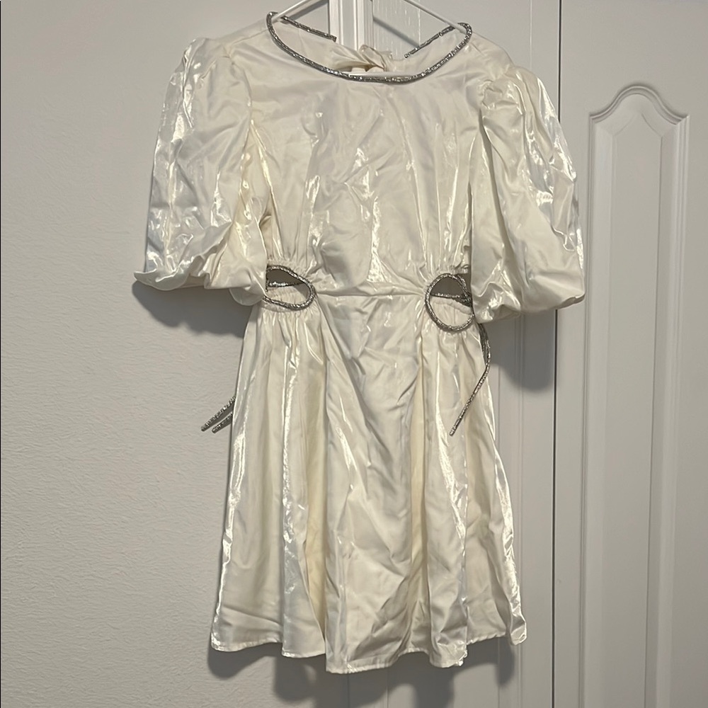 Elegant Cream Dress with Silver Accents
